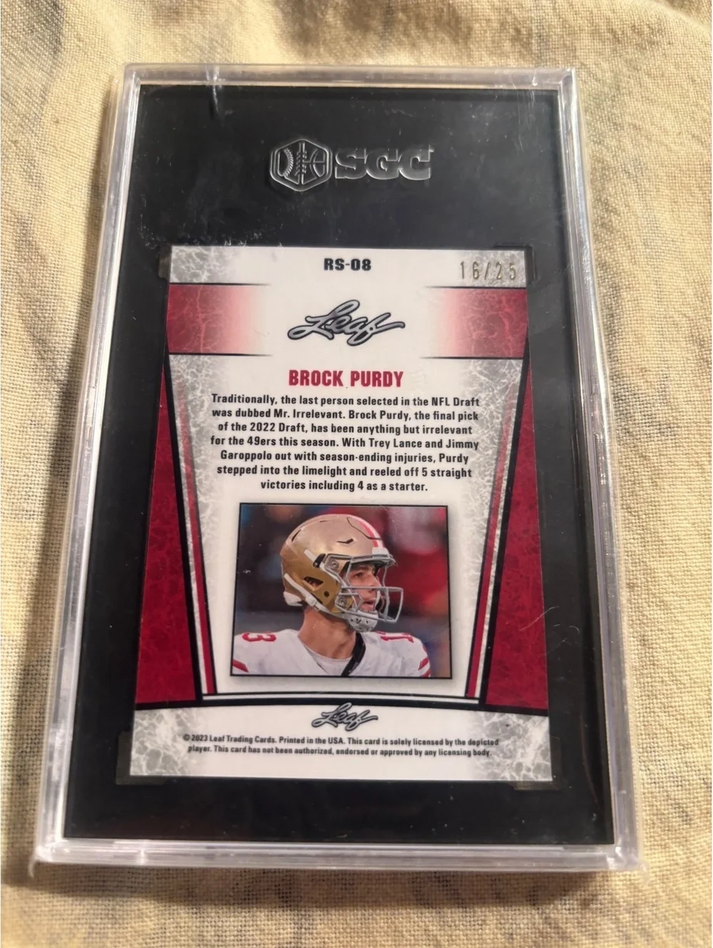 2023 Leaf Special Release RS-08 Brock Purdy Metal Rookie SIL